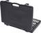 Black tool case with open lid, showing various socket wrenches and extensions arranged in neat rows.