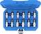 A blue case contains twelve socket wrench inserts in various sizes, organised in a pre-formed storage insert.