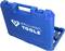 Blue tool case with handle, bearing the inscription 'Brilliant Tools', partially open, revealing metallic tools inside.