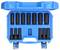 A blue tool case with socket sets in various sizes, neatly arranged in foam inserts.