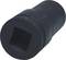 A black, cylindrical adapter with a square internal diameter, potentially for mechanical or tool-related applications.