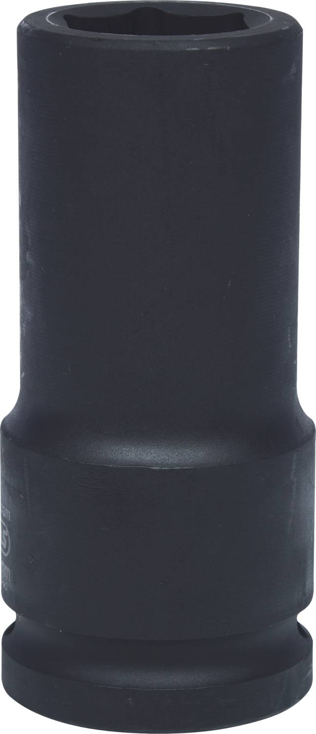 A black, cylindrical metal socket, possibly for use with a spanner in mechanical work.