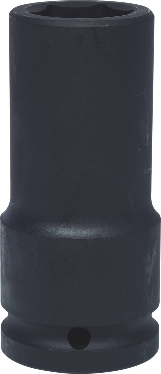 Black hexagonal socket nut with extended shaft, suitable for mechanical work in hard-to-reach locations.