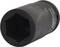 Black, hexagonal socket nut with 30 mm imprint, tool used for loosening or tightening nuts and bolts.