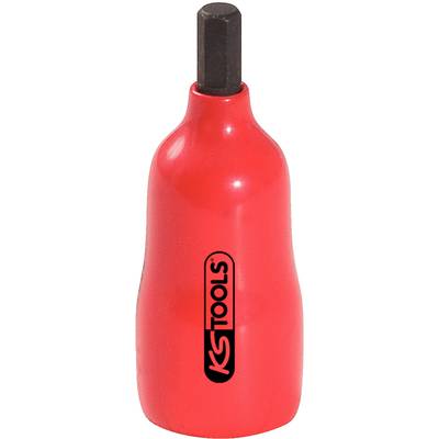 Red ratchet spanner with black hexagonal head and 'KS Tools' logo on the side. Suitable for technical applications.