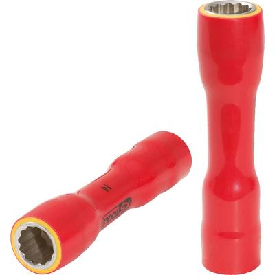 Two red pipe handles, one lying down, one standing upright; tool grips with yellow edges, presumably for craft purposes.