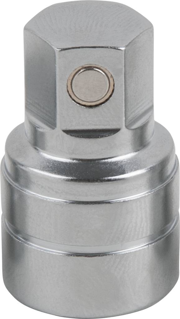 Metallic socket attachment for spanners, hexagonal shape, bright silver, suitable for versatile applications.