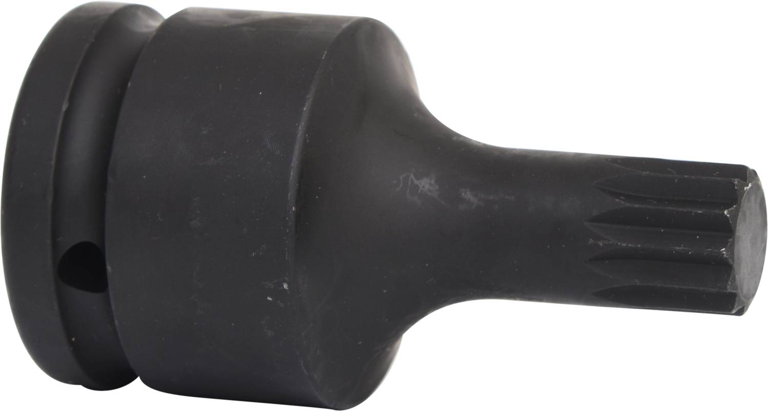 Black, cylindrical screwdriver bit with a hexagonal end, used for working in hard-to-reach areas.