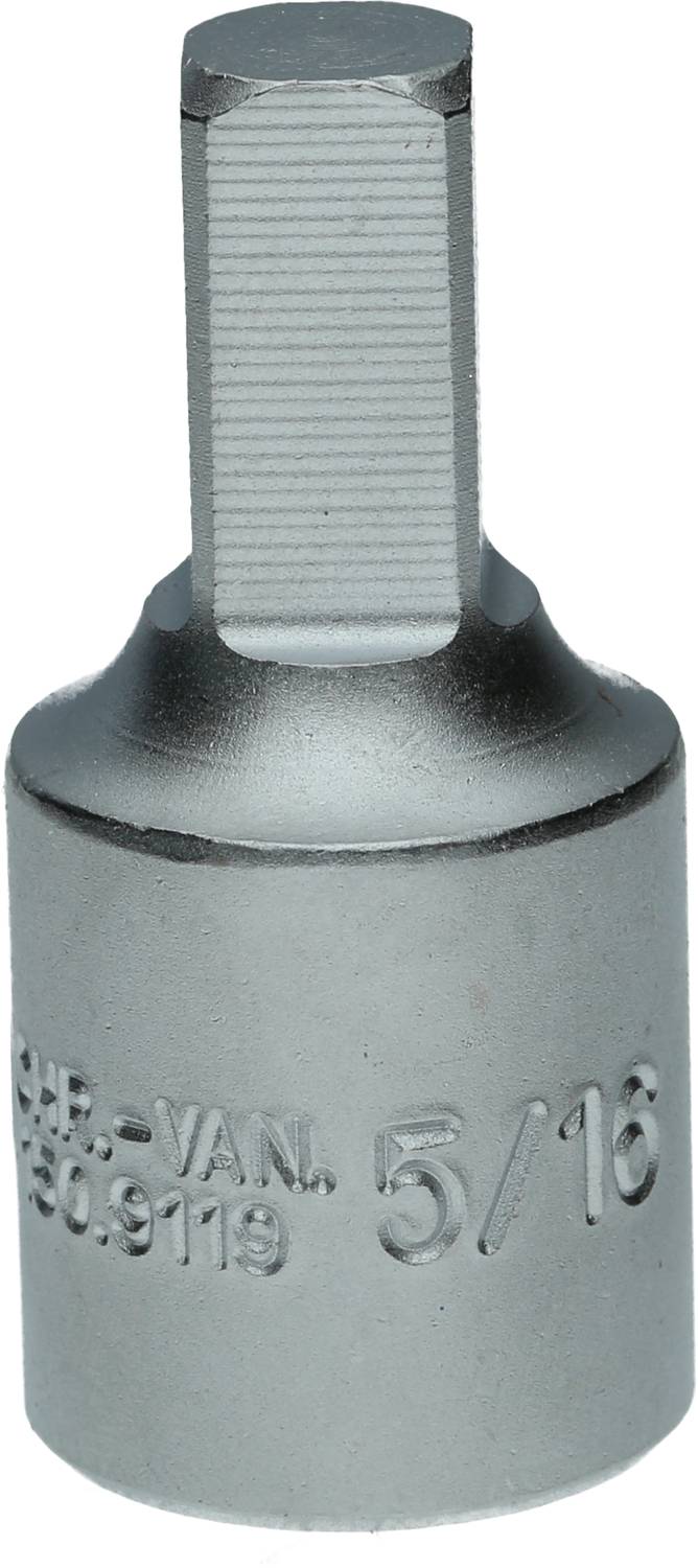 Hexagon socket bit with 5/16 inch hexagonal head, CHR-VAN material, used for screw assembly.