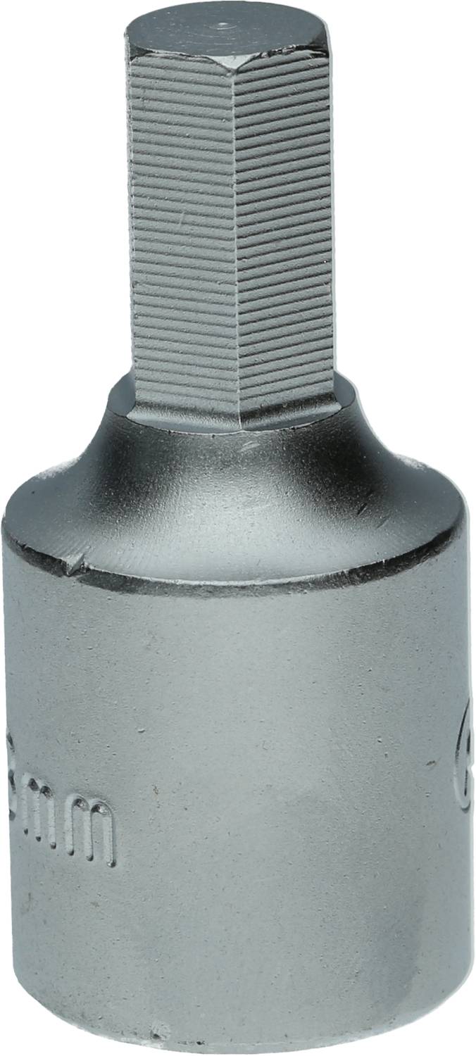 A silver socket adaptor with a fluted, hexagonal head.