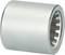 A silver metal sleeve with a ribbed inner surface, lying on a neutral background. It is used for mechanical connection.