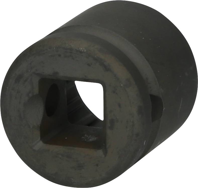 Metal component with a square opening in the centre and rounded edges.
