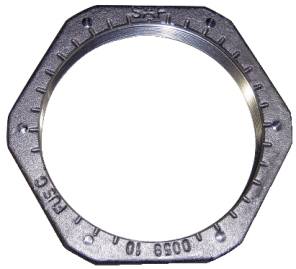 'Hexagonal metal nut with engraving SAF, RUSC, 0006 10'; silver-grey, technical component, likely for mechanical engineering applications.