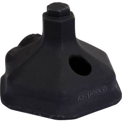 A black metal wheel nut socket with a hexagonal opening, suitable for tools by KS Tools.