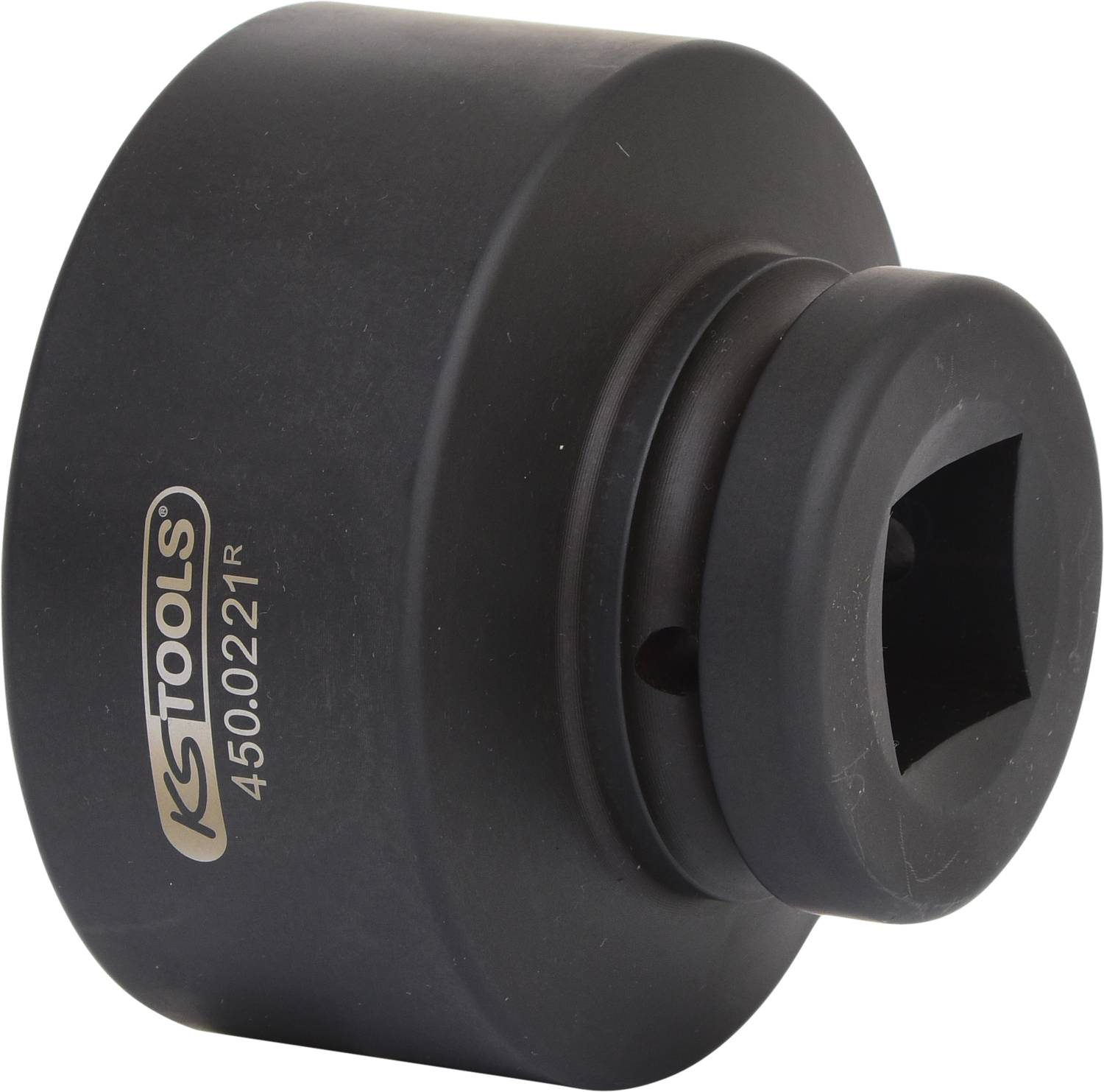 Black socket with square drive and engraved inscription 'KS Tools 450.0221'.