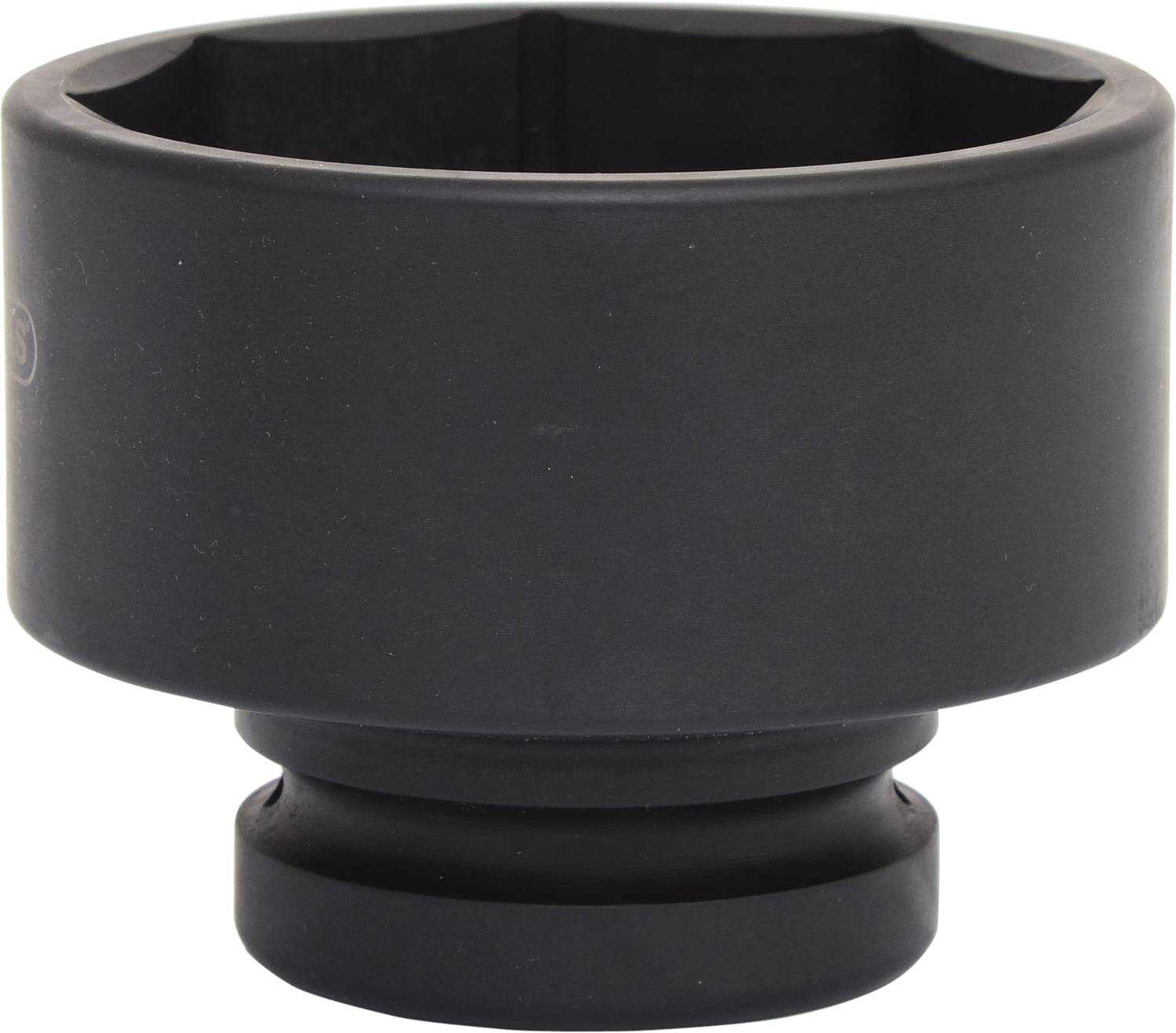 Black hexagonal socket nut, cylindrically shaped, suitable for tool applications. It shows no visible markings or text.