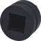Black, cylindrical metal sleeve with a square cut-out in the centre.