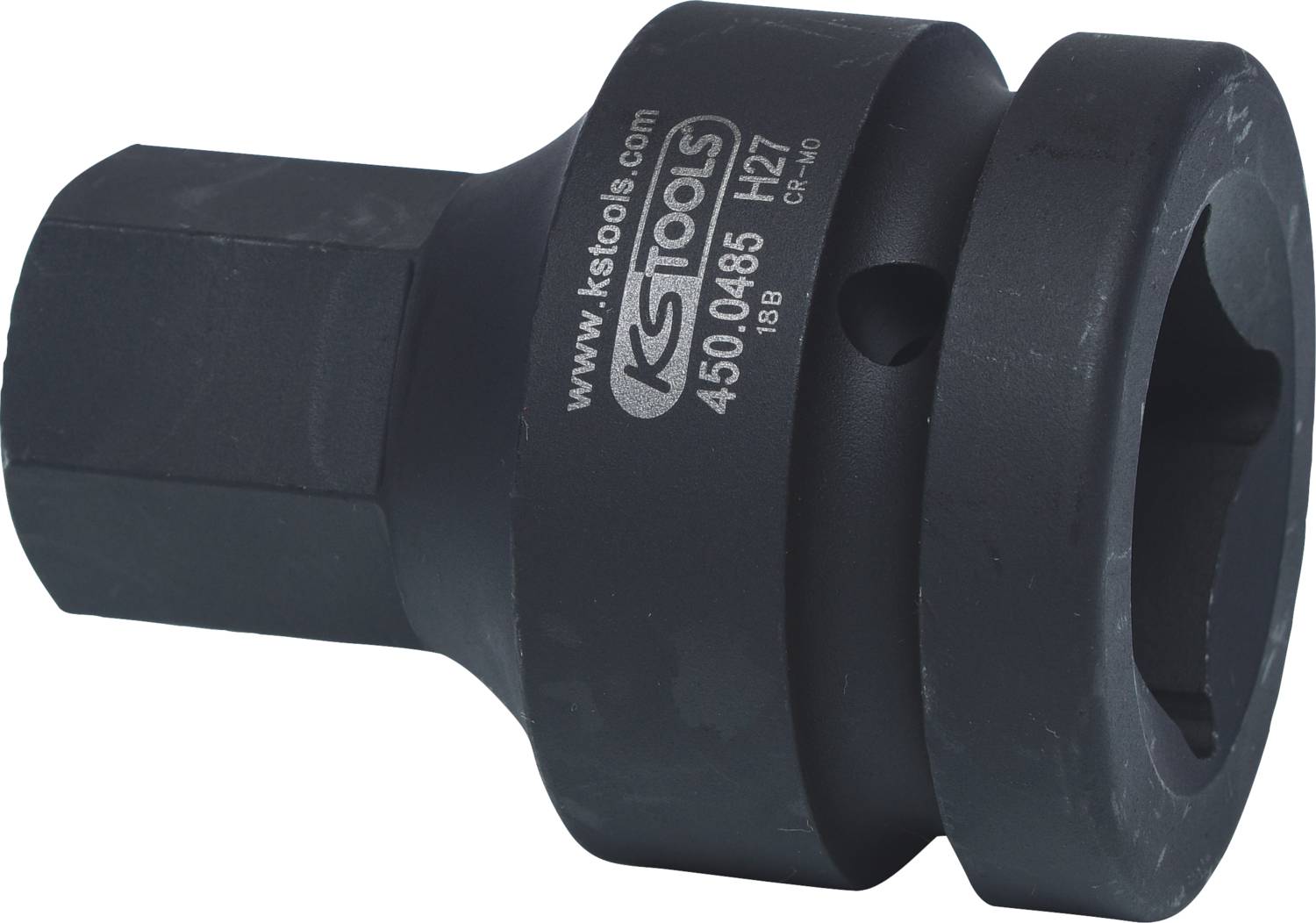 Black screw tool adapter with markings '450.0485 H27' and 'KS Tools'. Used for connecting tools.
