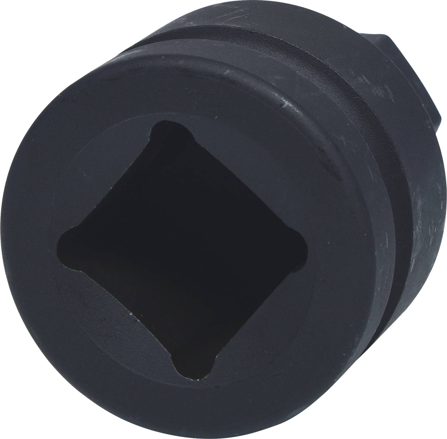 Black, square drive socket receptacle for use with pneumatic screwdrivers or torque wrenches.