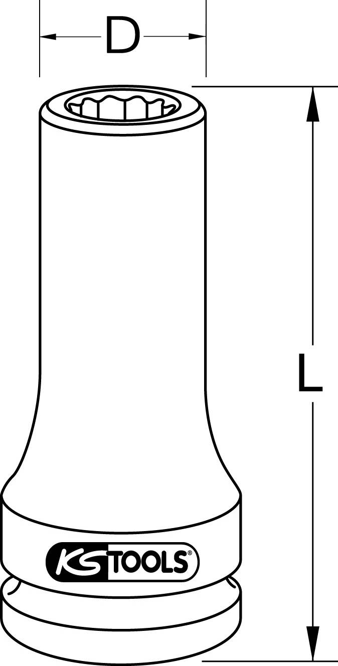 Illustration of a KG Tools spanner with dimensions L for length and D for diameter, without further details.