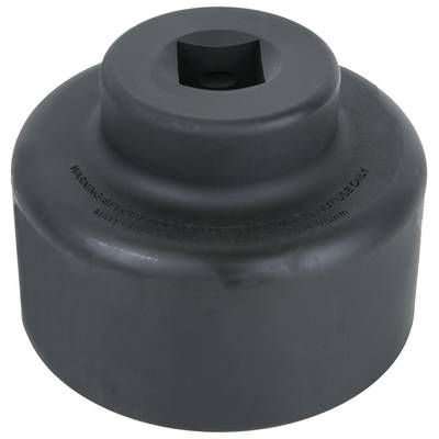 A black truck wheel nut socket, cylindrical in shape with a square opening at the top, displays the warning 'For wheel nut use'.