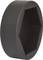 Black, hexagonal plastic component, used as a cap or adapter with an internal hexagonal recess for a precise fit.