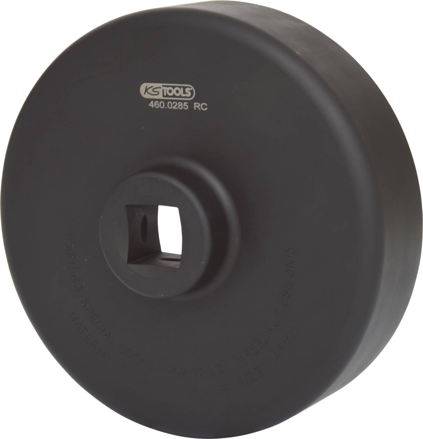 Round mechanical tool with a square inner hole, used for specialised applications in vehicle maintenance.<br><br>Note: The translation uses British English spelling of "specialised" and maintains the technical description's precise language.
