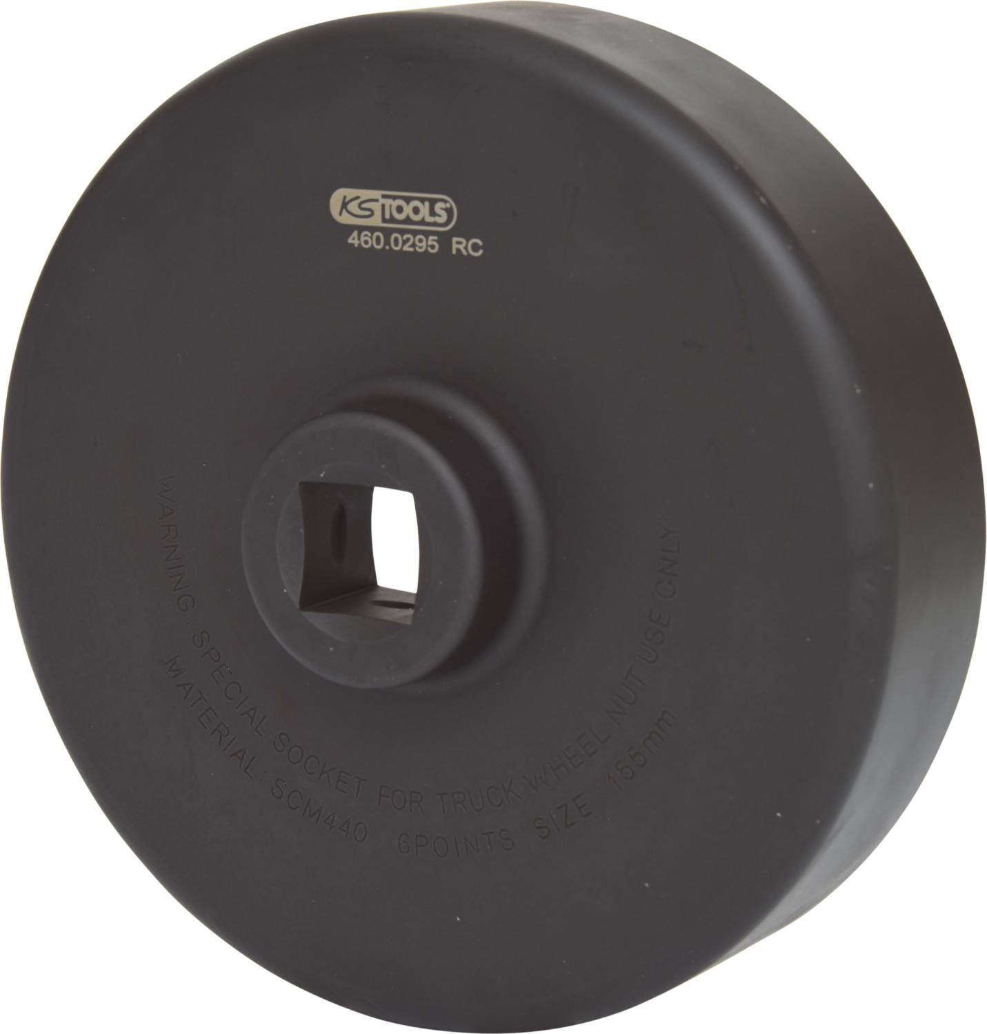 A black wheel nut socket wrench by KS Tools, model number 460.0295 RS, specifically designed for lorry wheels.