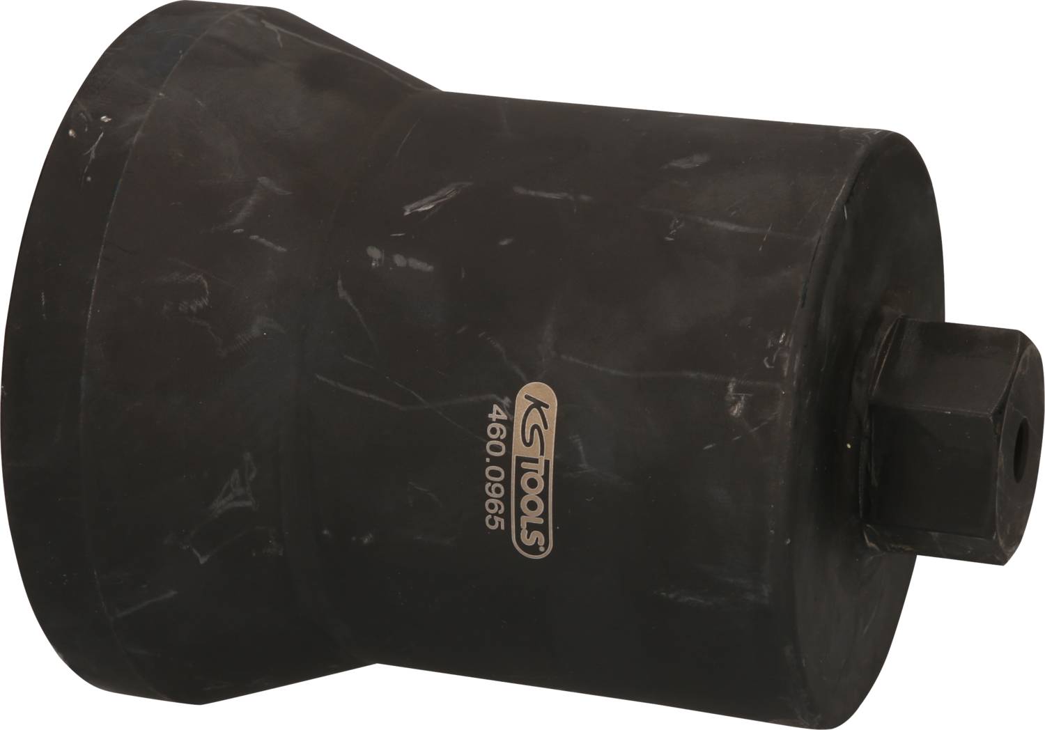 Large black metal socket extension with the marking 'KG TOOLS 460.0965', suitable for mounting vehicle wheels.