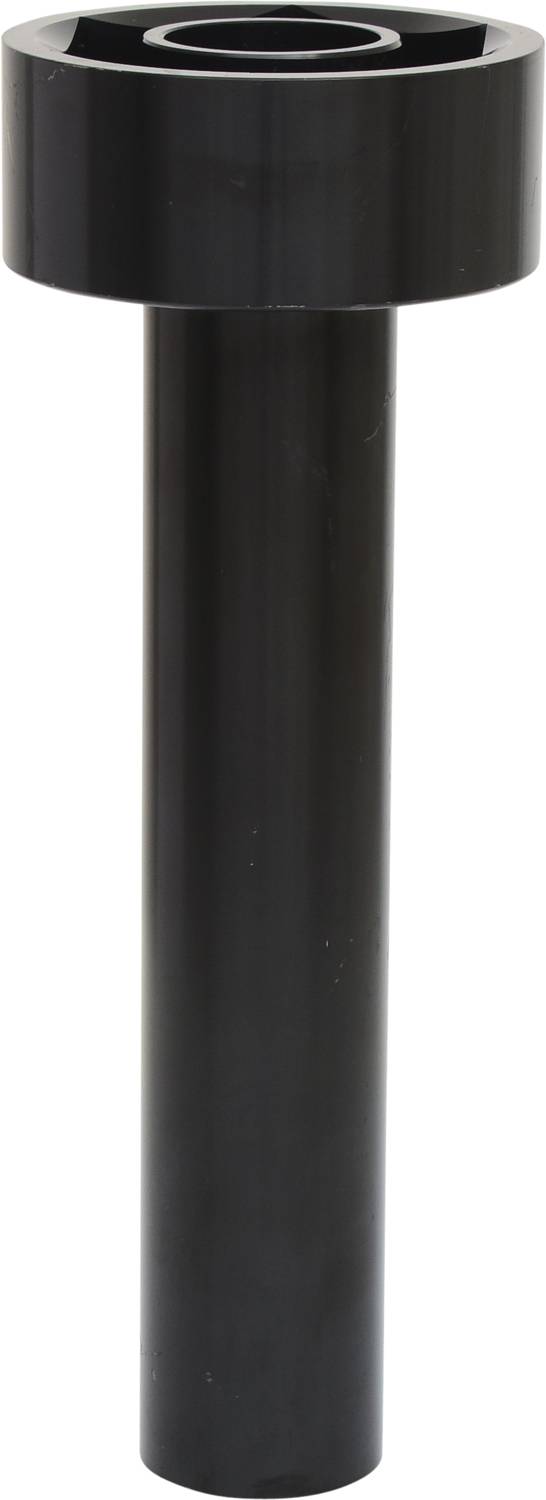 A black metal cylindrical part with a wide head on top, shown in a vertical position.