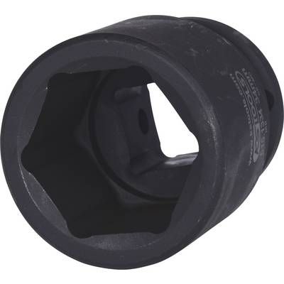 A large, black socket nut, probably for industrial or mechanical applications, manufactured from robust metal.