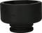 Black, cylindrical plastic cap with rounded edges, possibly designed for protection or cover.