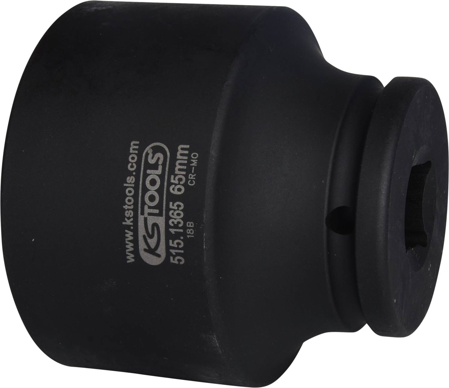 A black impact socket by KS Tools with the marking '65mm, 515.1365, CR-MO'.