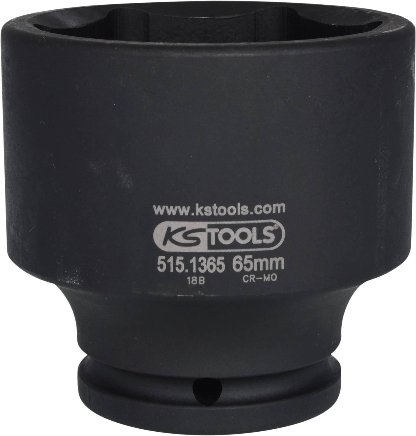 'KS Tools' hex socket, size 65 mm, made of CR-MO steel, primarily used for assembly/disassembly of large nuts or bolts.