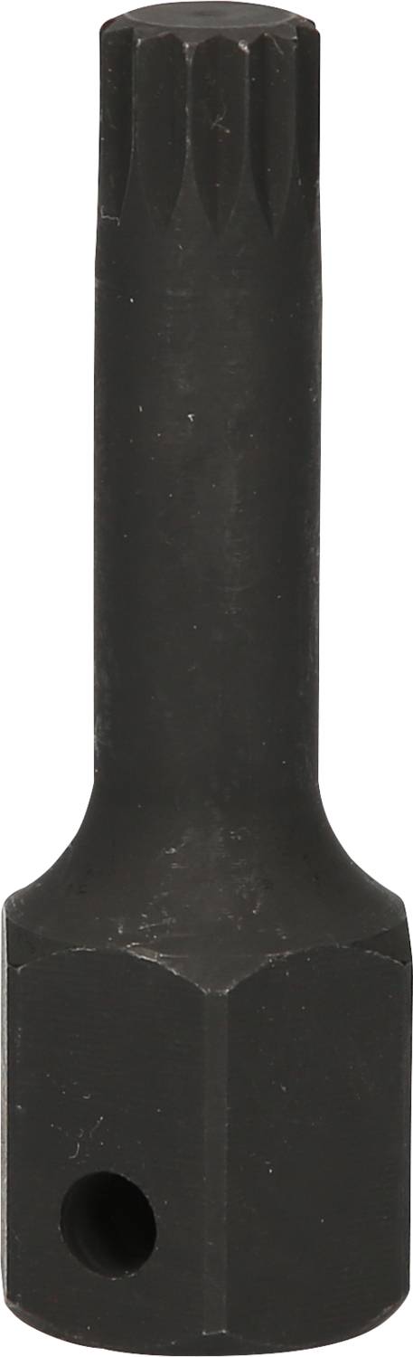 Black metal drill bit with long shaft and star-shaped end for machine tools.