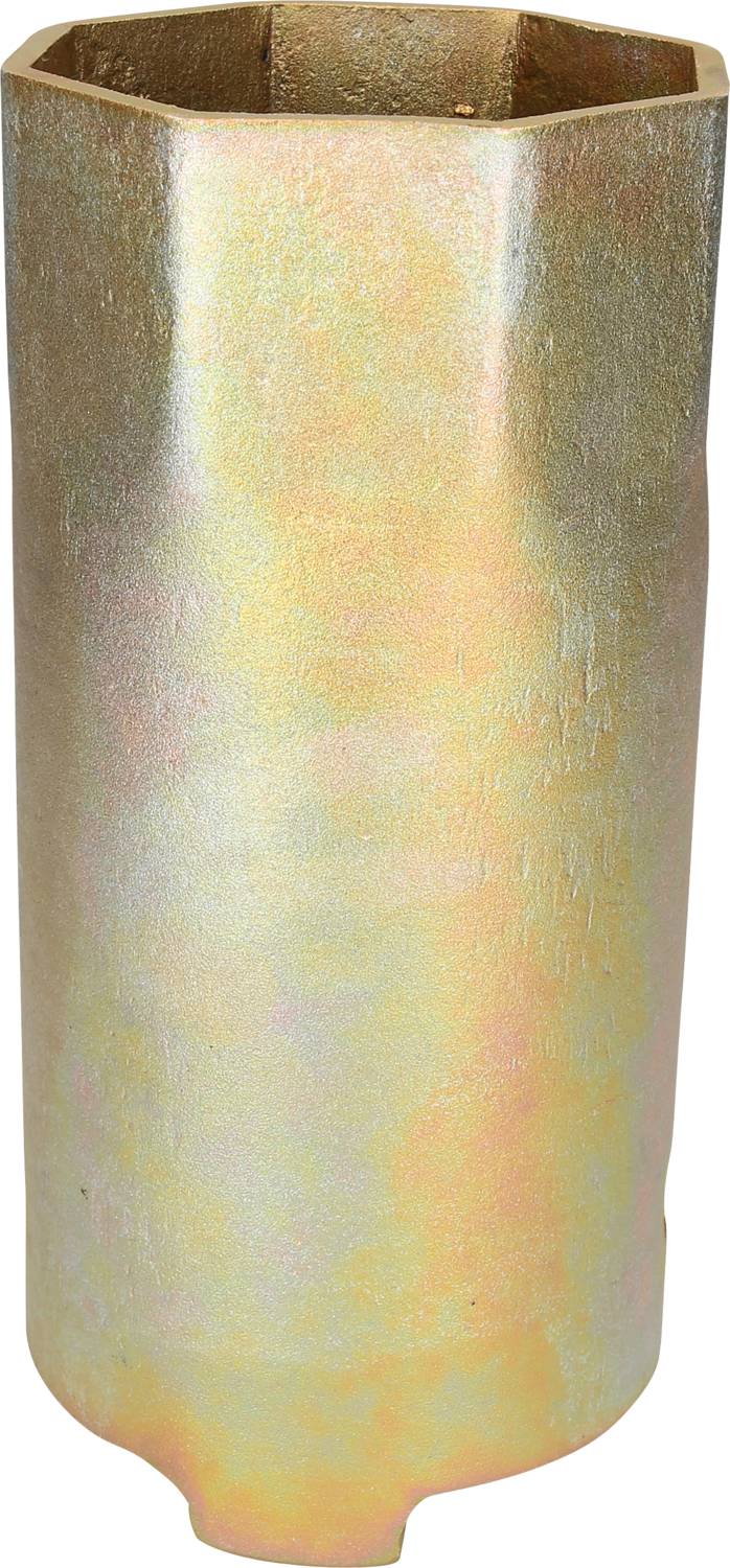 A metallic tool sleeve with a shimmering finish, cylindrical and open at one end. Suitable for technical applications.