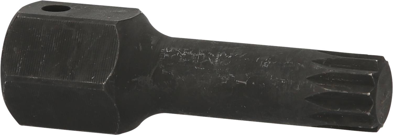 A black metal bicycle chain pin remover with a cylindrical handle and hexagonal base for bicycle chain repair.
