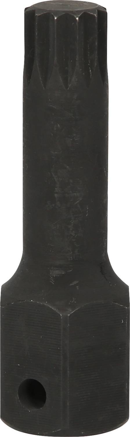 A black, cylindrical spanner socket with a knurled head.
