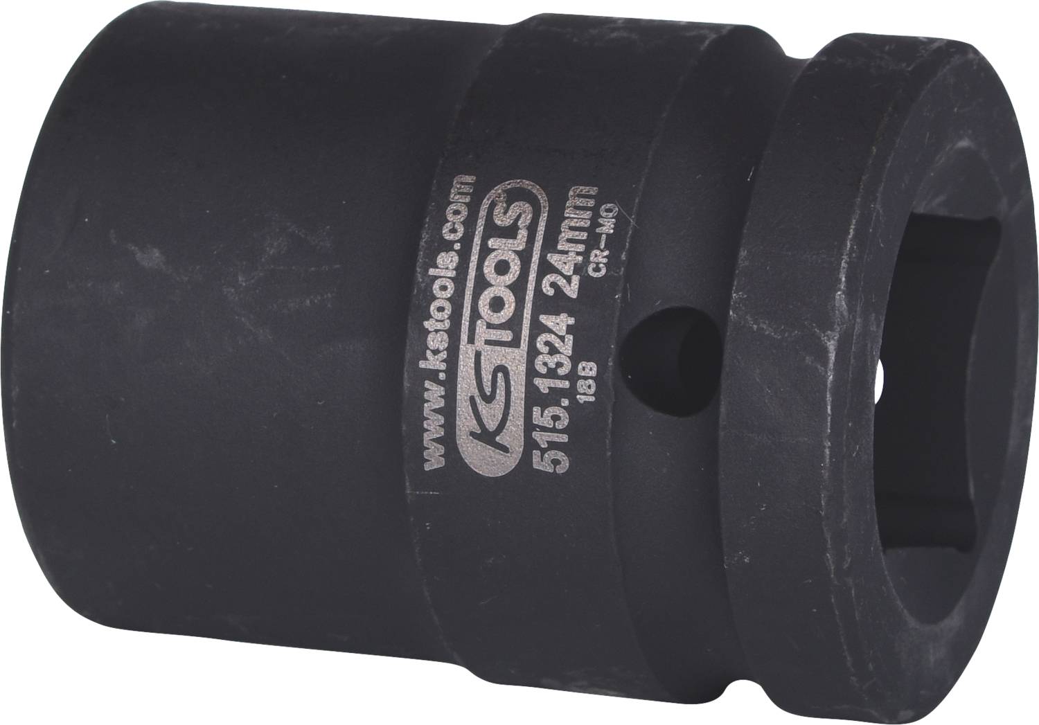 A black impact socket from KS Tools, 24 mm size, with product number and logo on the side surface.