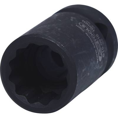 A black socket with internal profile for screw work, suitable for use with an impact driver.