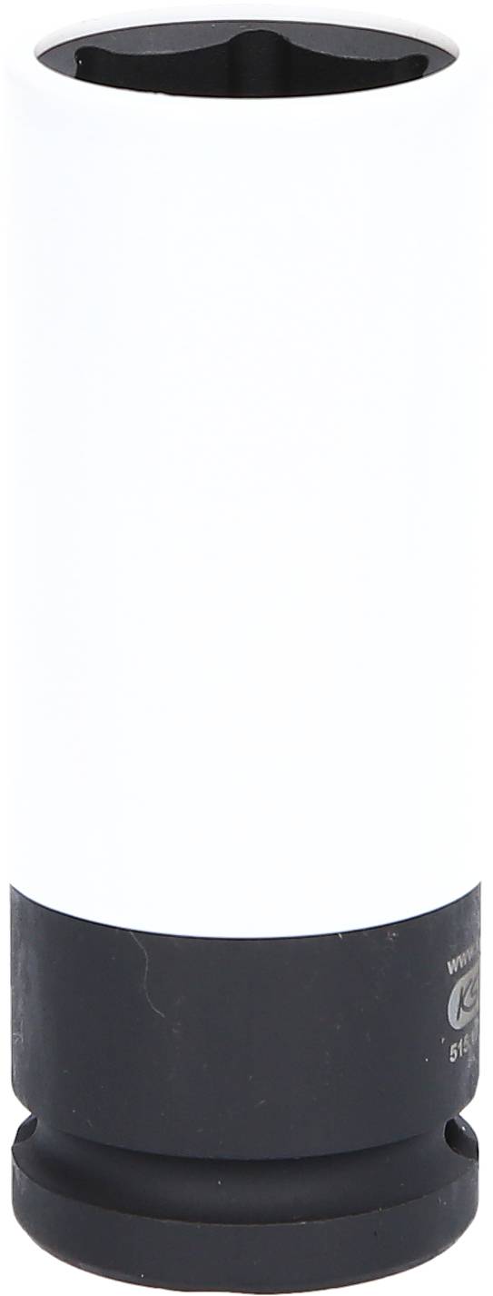 Cylindrical electrical device with a white casing and black base.