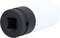 A black and white cylindrical tool part, likely a socket attachment, with a square opening on the black side.