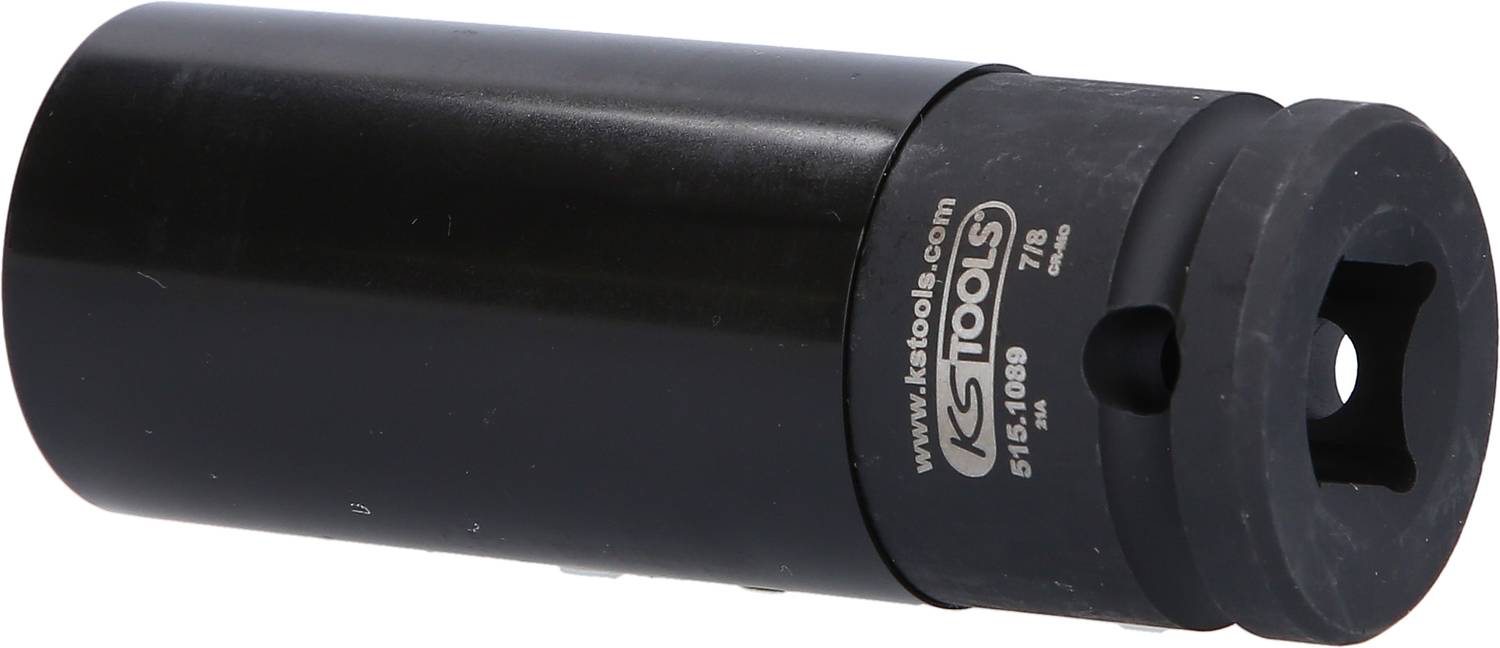 A black, cylindrical socket insert from KS Tools with a square opening, model number '515.1088', is lying on its side.