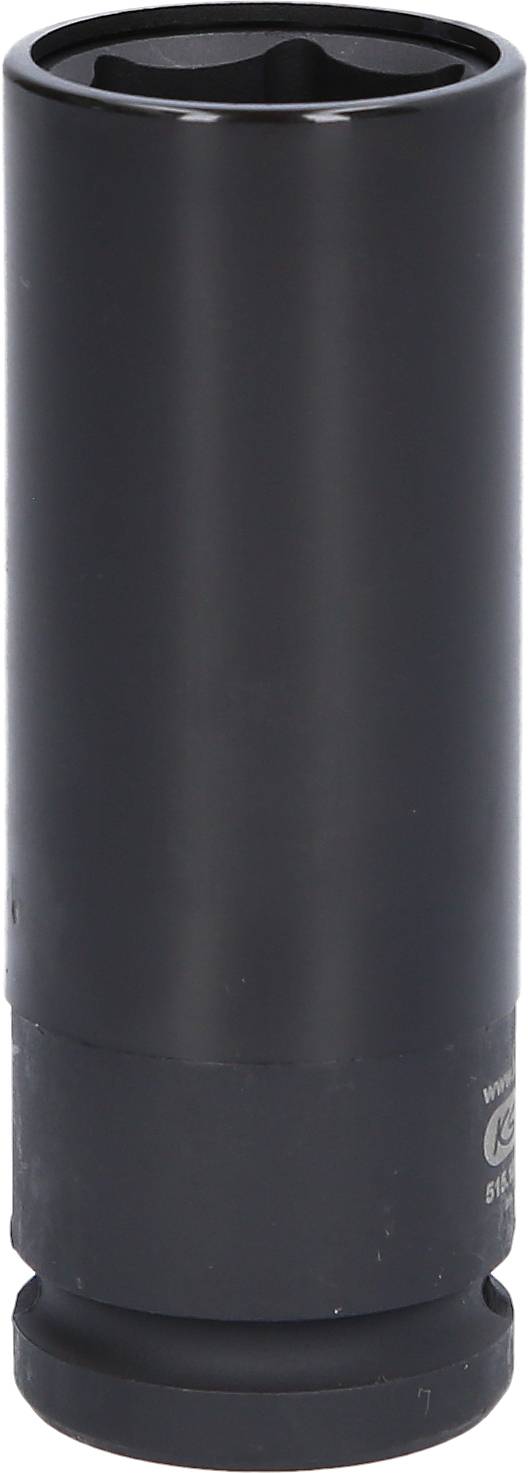 Black, cylindrical socket nut, suitable for tools or machine parts.