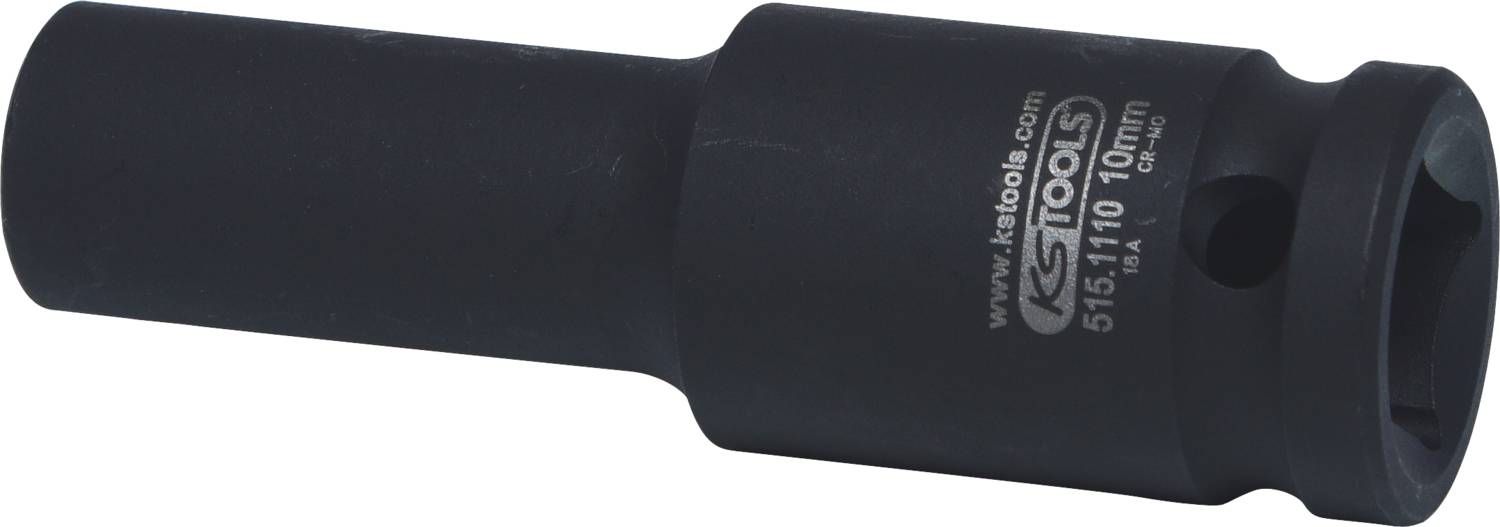 'KS Tools' kraft socket with print, suitable for heavy-duty work, featuring a robust black steel body with a round shape.