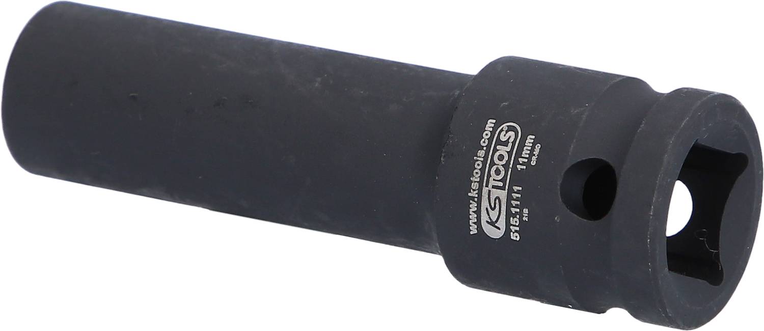 Long, black socket, 1/4 inch, 10 mm, by KS Tools, specialised tool for hard-to-reach places in mechanics.