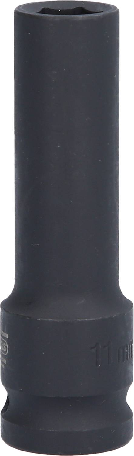 Long, black socket extension with 11 mm diameter, used for screw-related work.
