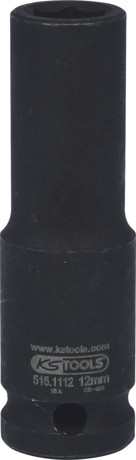 Black 12 mm socket from KS Tools made of robust material, suitable for mechanical work.