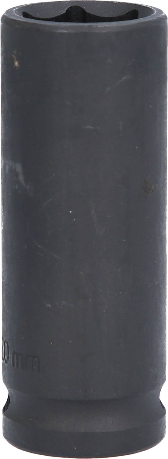 Socket extension in black colour, cylindrical shape, with 20 mm marking at the lower edge.