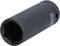 Black hexagonal socket nut, cylindrical, metallic, for screw and nut assembly, on a white background.